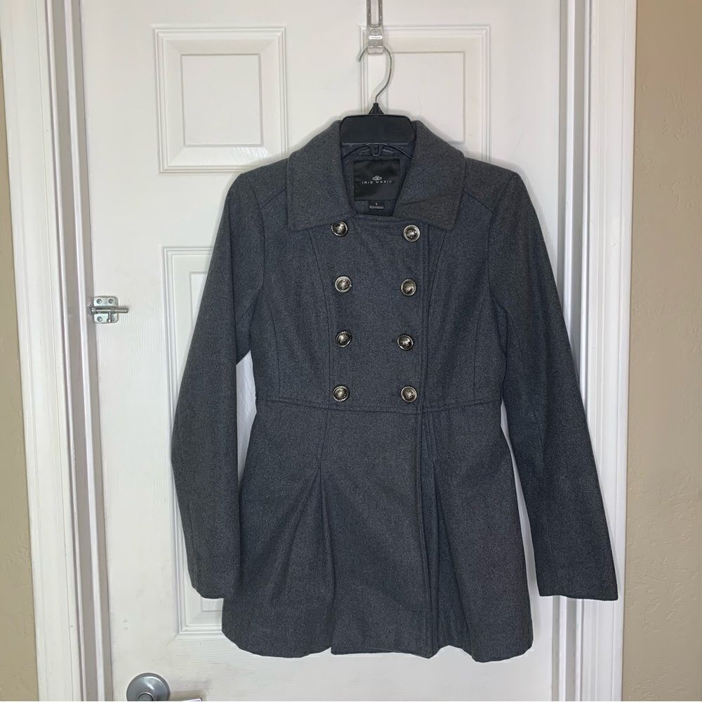 Iris Basic Gray Peacoat Size Small - image 1
